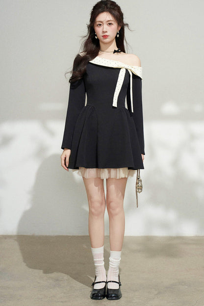 French Sweet Off Shoulder Dress