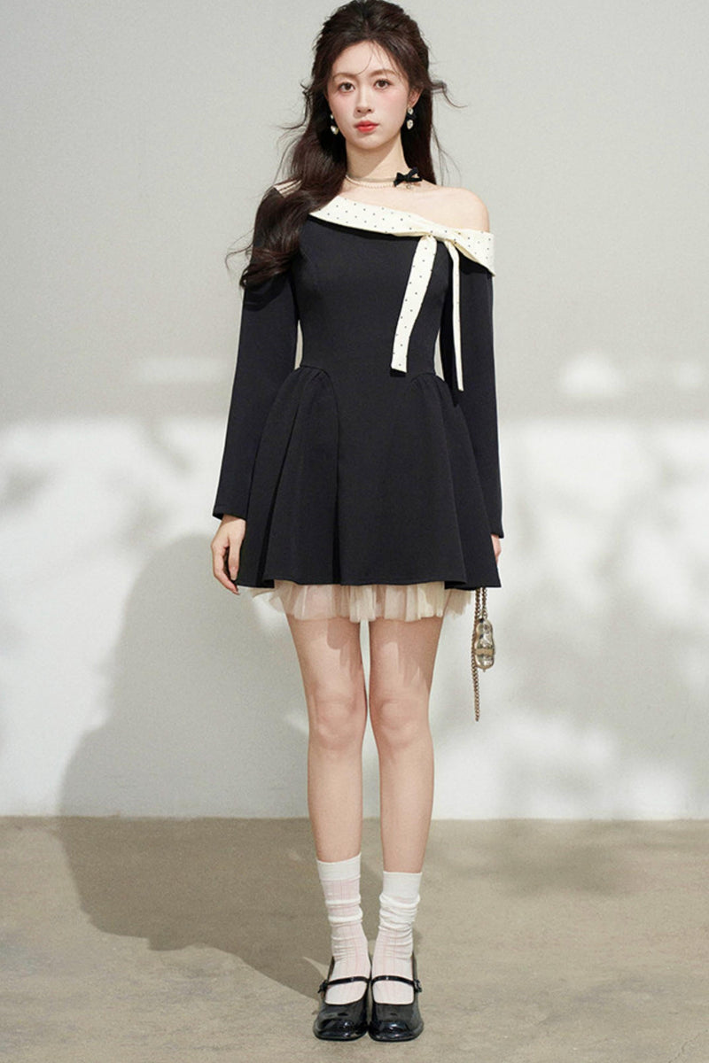 French Sweet Off Shoulder Dress