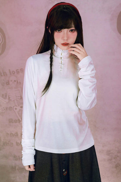 Bar Style Ruched High Neck Blouse