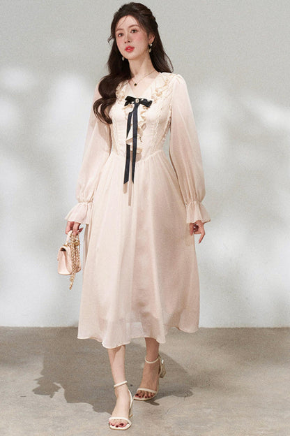 Ruffled V-neck Holiday Dress