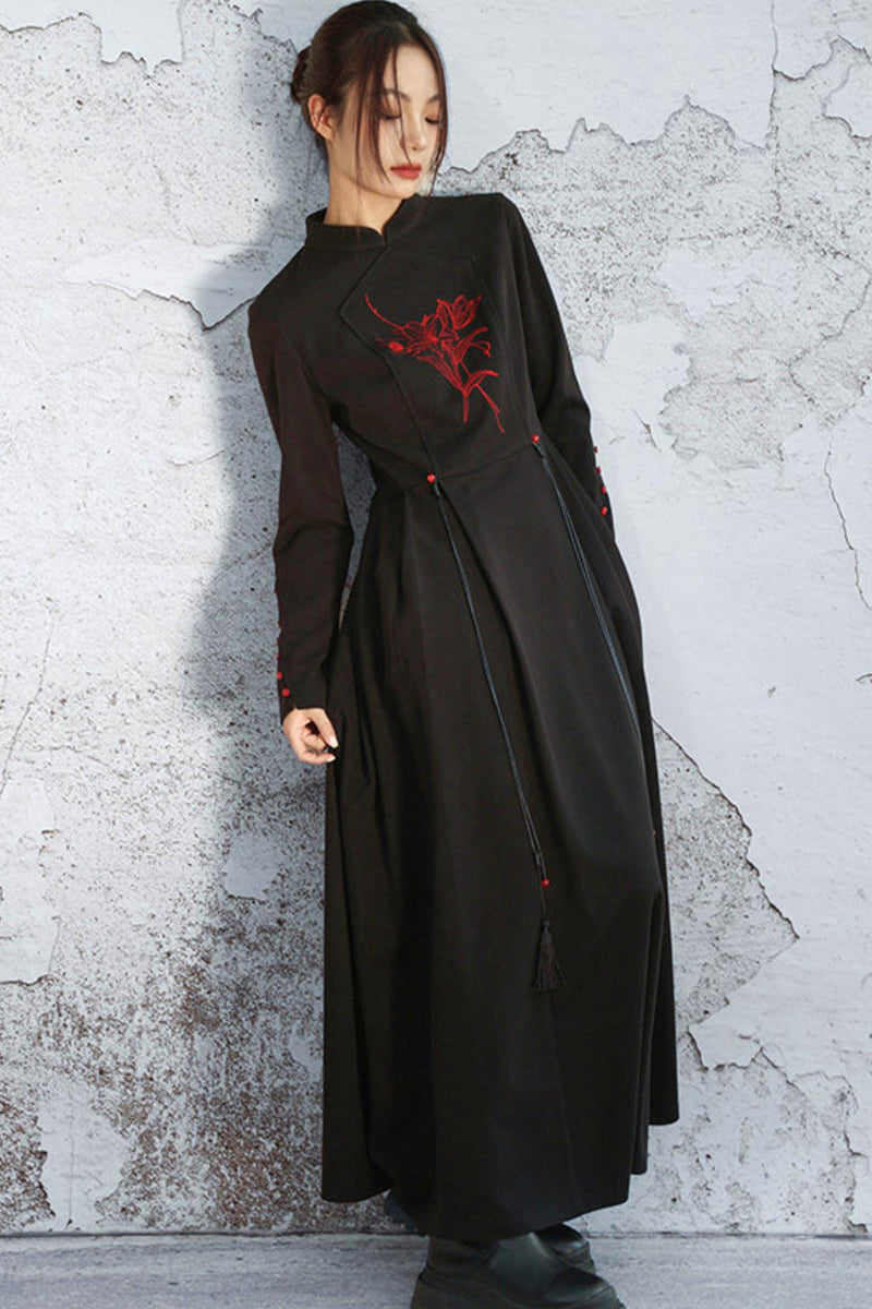 Stand Collar Flare Mode Dress