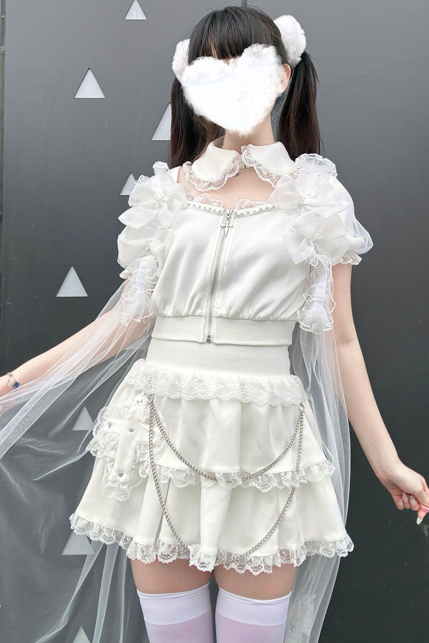 Gothic Dark Kawaii Cross Setup + Lace Vest