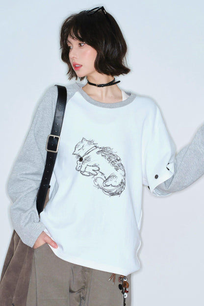 Cat Gravity Loose Tops
