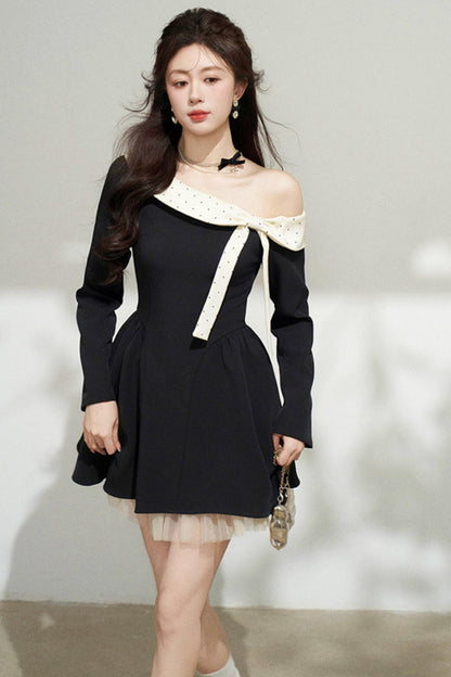 French Sweet Off Shoulder Dress