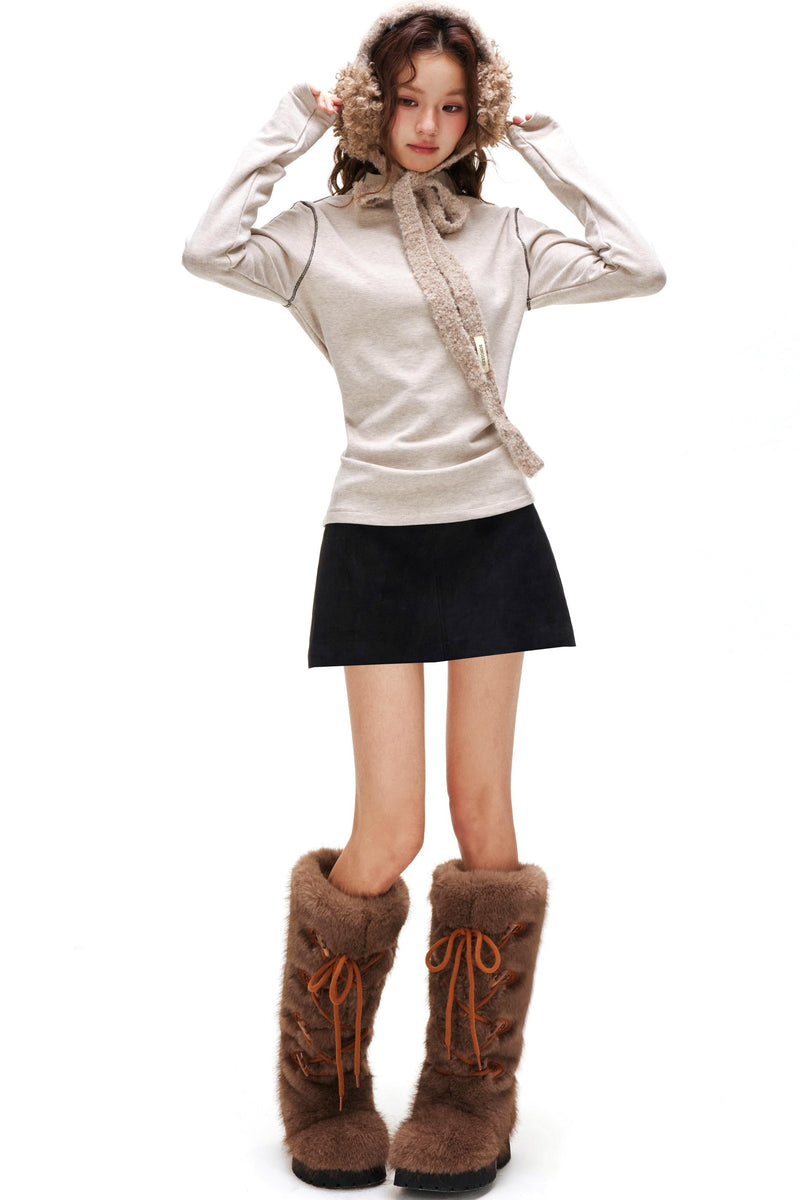 A-line Arm Turtleneck Tops