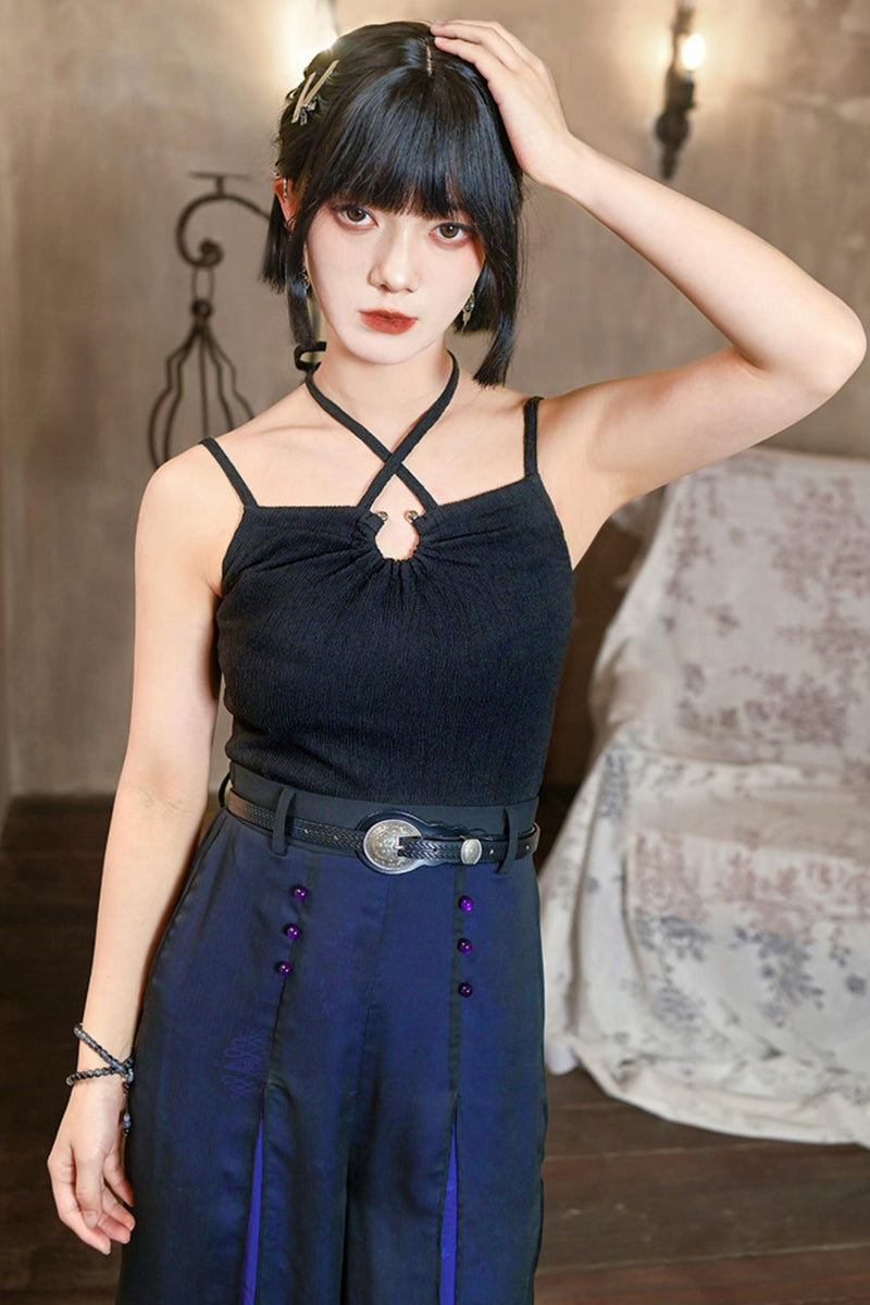 Black Textured Camisole Top