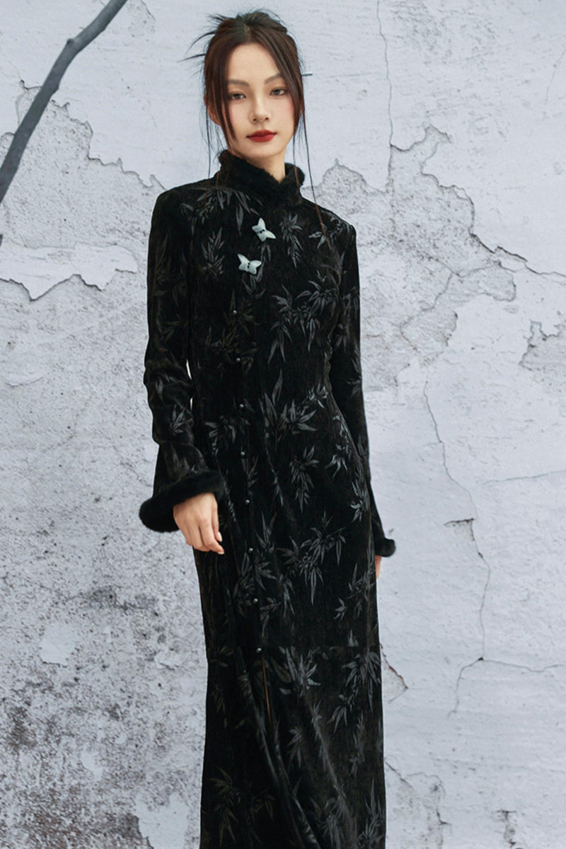 Bamboo Leaf Cheongsam Dress