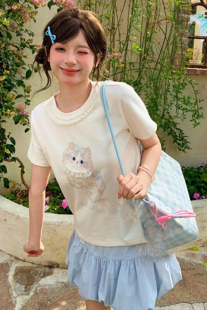 Cat Print Summer Top