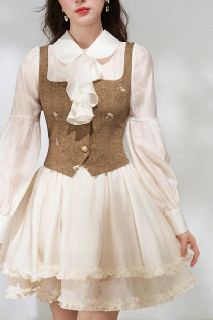 French Niche Faux Two Piece Dress