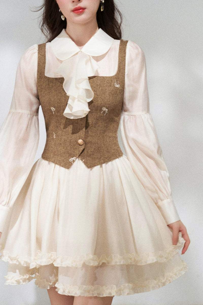 French Niche Faux Two Piece Dress