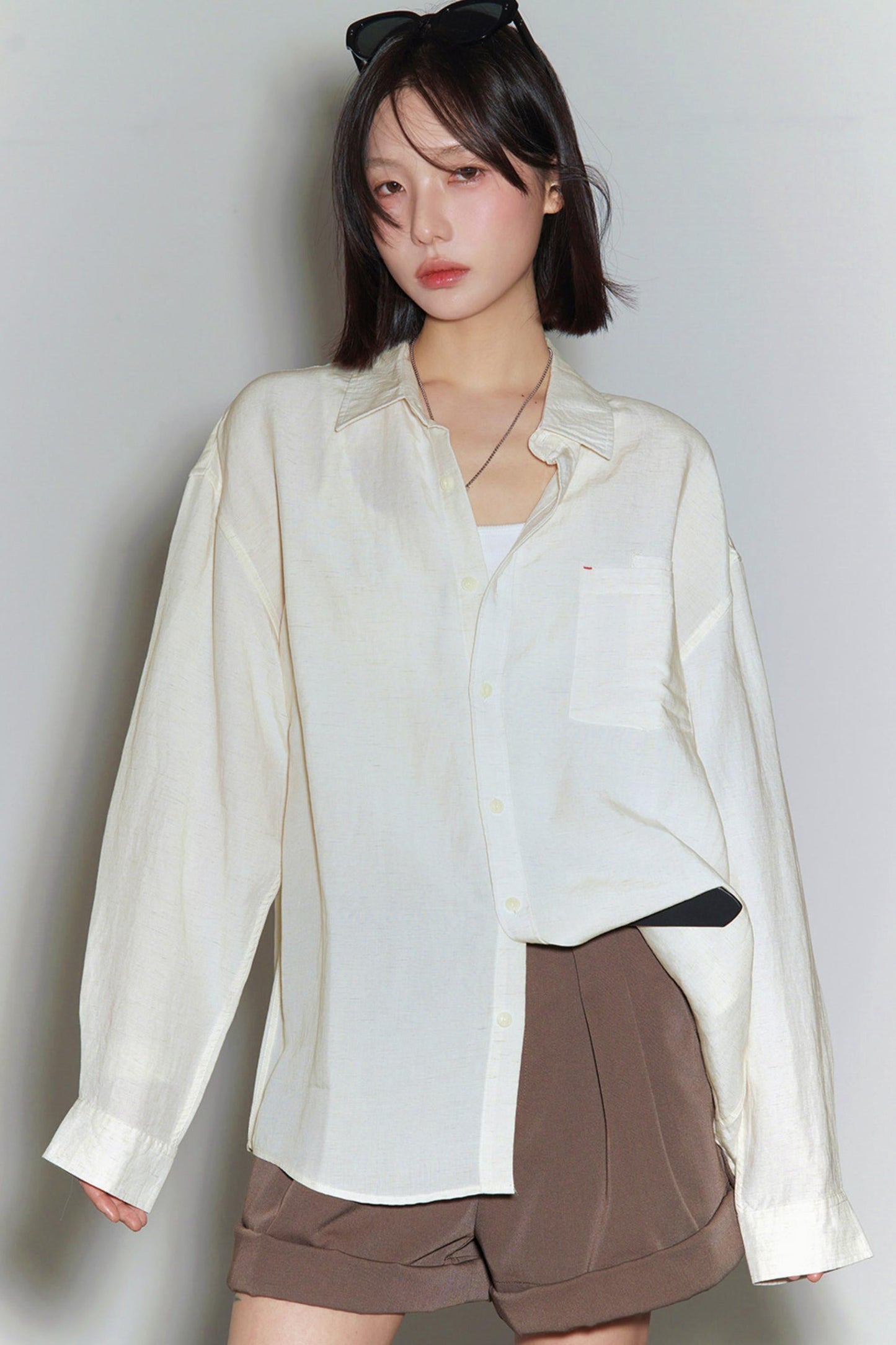 Cotton Linen Long Sleeve Blouse