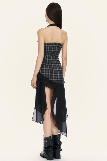 Plaid Halter Neck Top