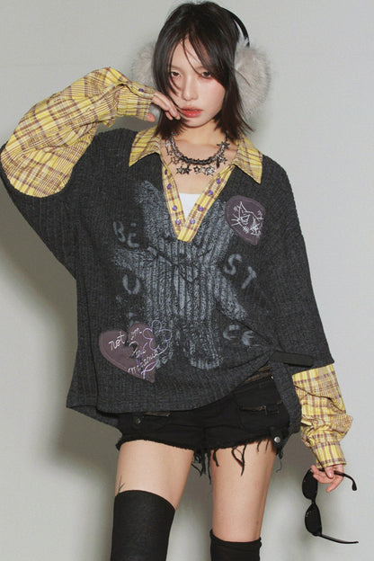 American Plaid Shirt Layered Top