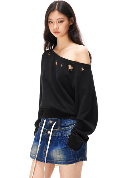 Asymmetrical Off-shoulder Sweatshirt