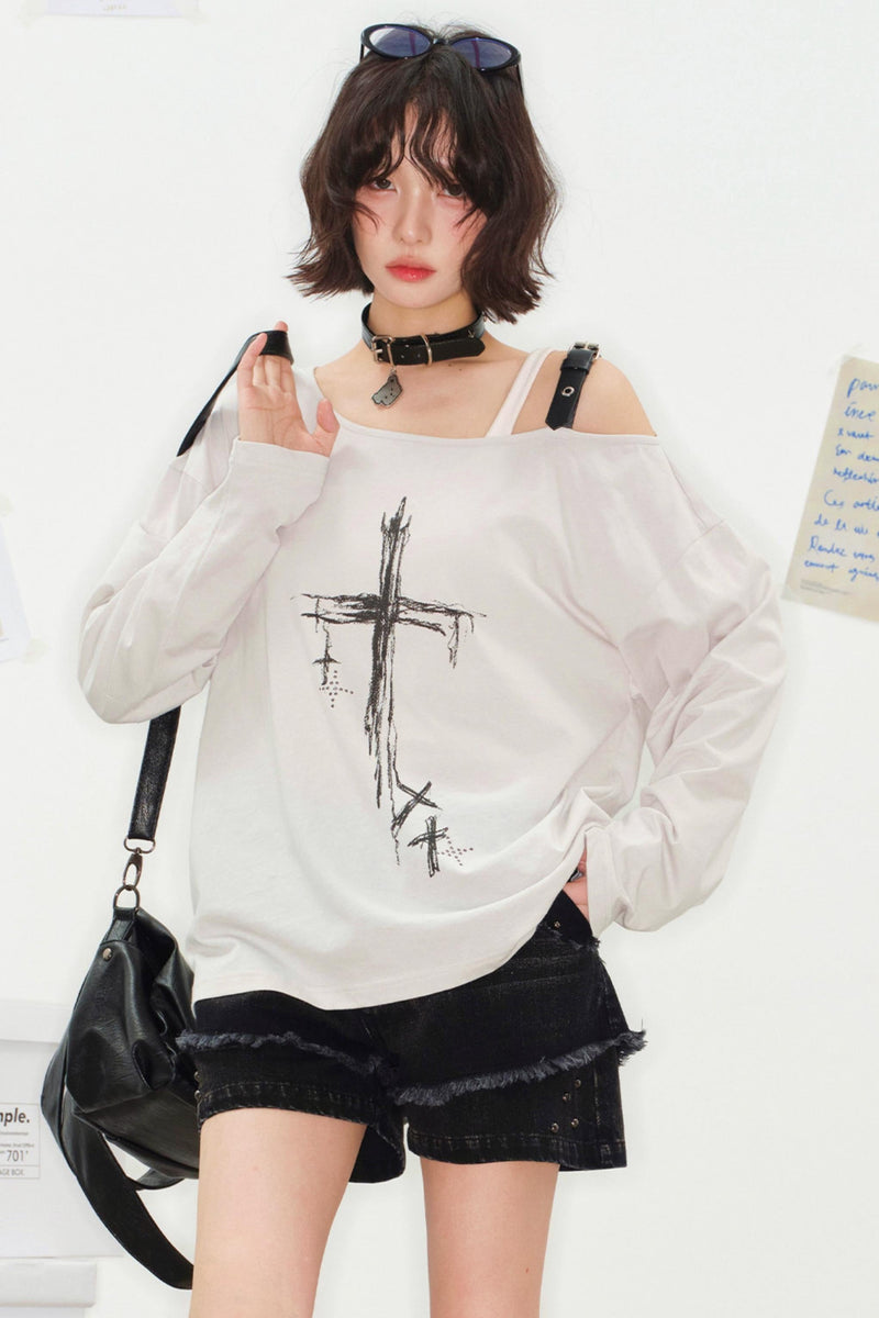 White Ashes Off-shoulder Top