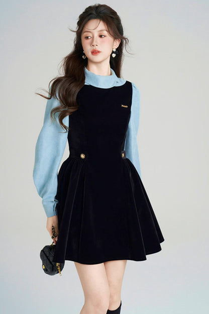 Spliced Velvet Hepburn Dress