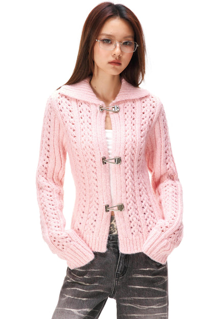 Y2k Hollow Out Knit Cardigan