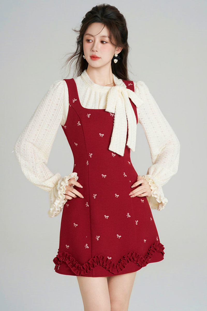 Sweet Red Vest Dress + Tops