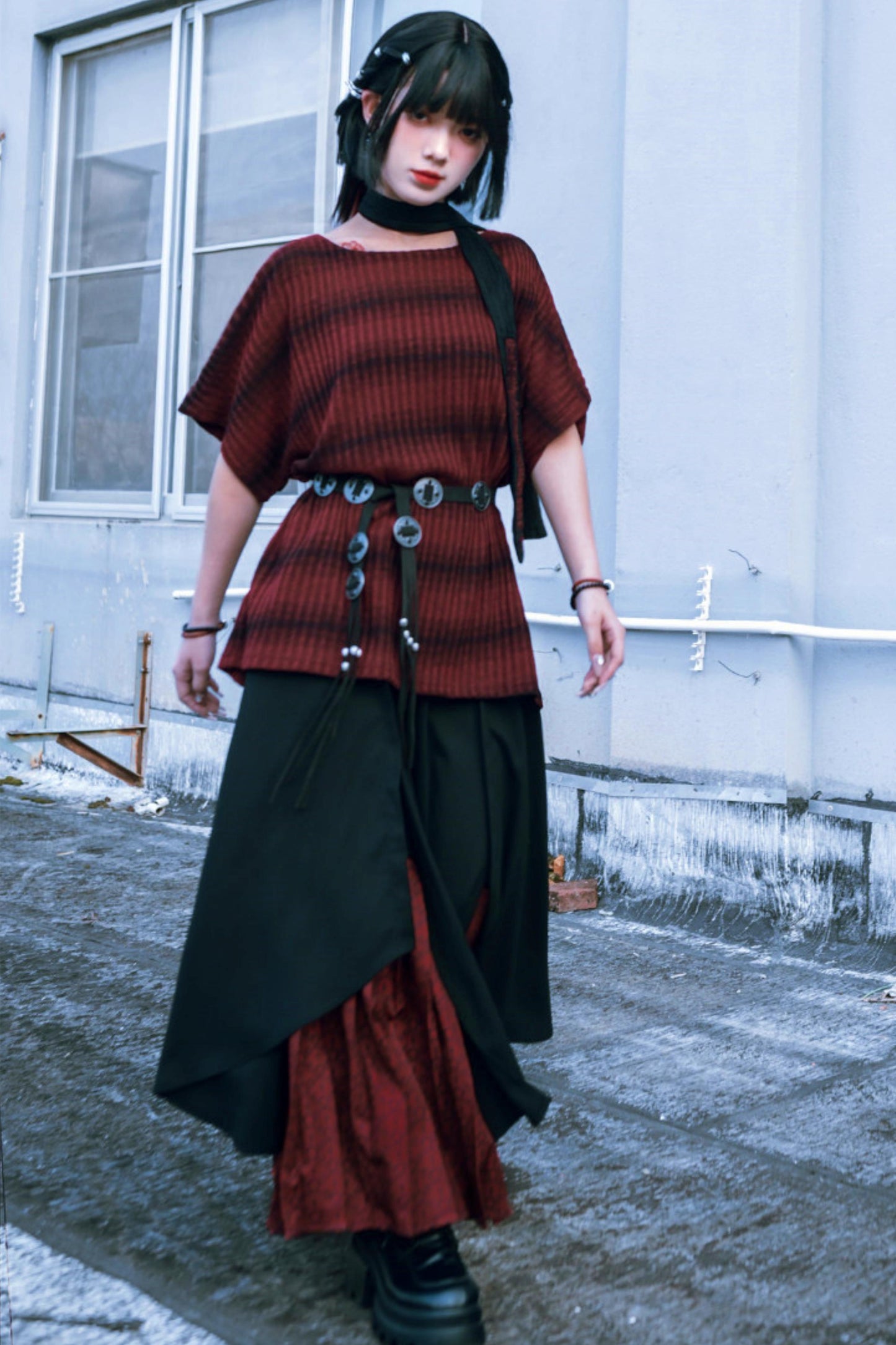 Striped Knit Batwing Sweater