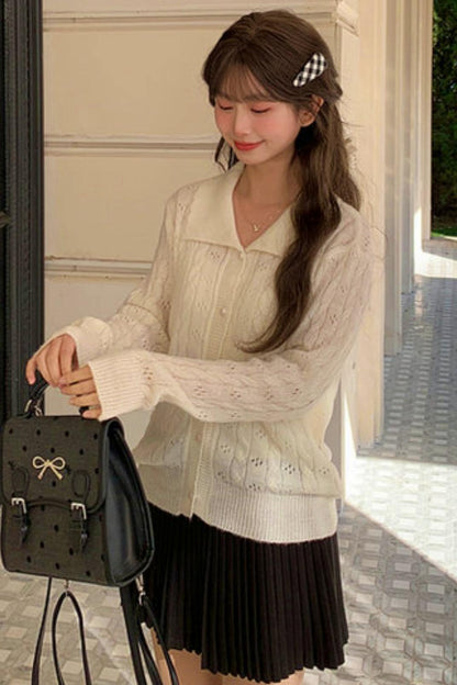 Sweet Girly Hollow Knit Cardigan