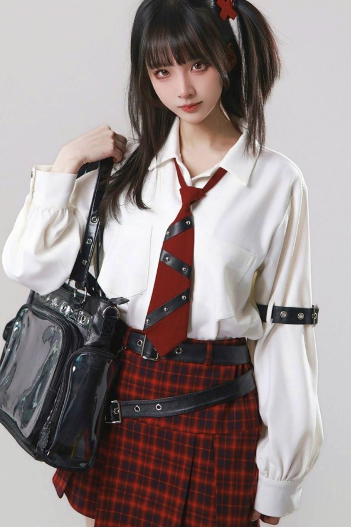 Leather Trim Shirt + Tie