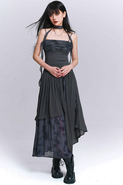 Dark Camisole Irregular Dress
