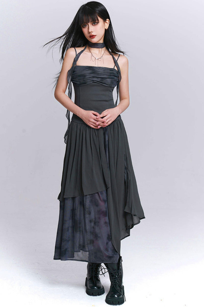 Dark Camisole Irregular Dress