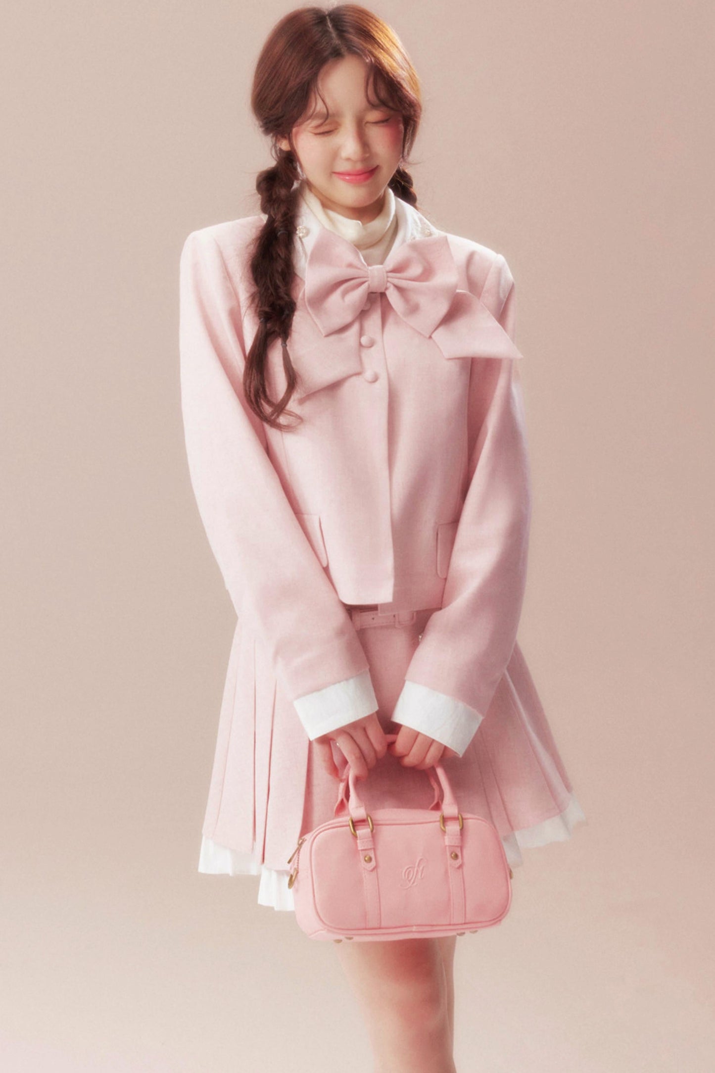 Eden Garden Pink Jacket + High Waist A-line Skirt