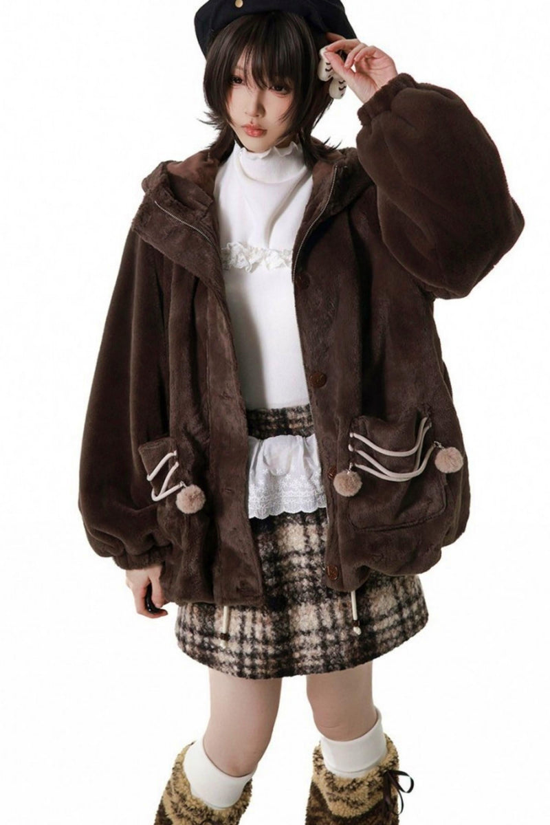 Plaid Skirt + Coat + Top + Leg Warmers