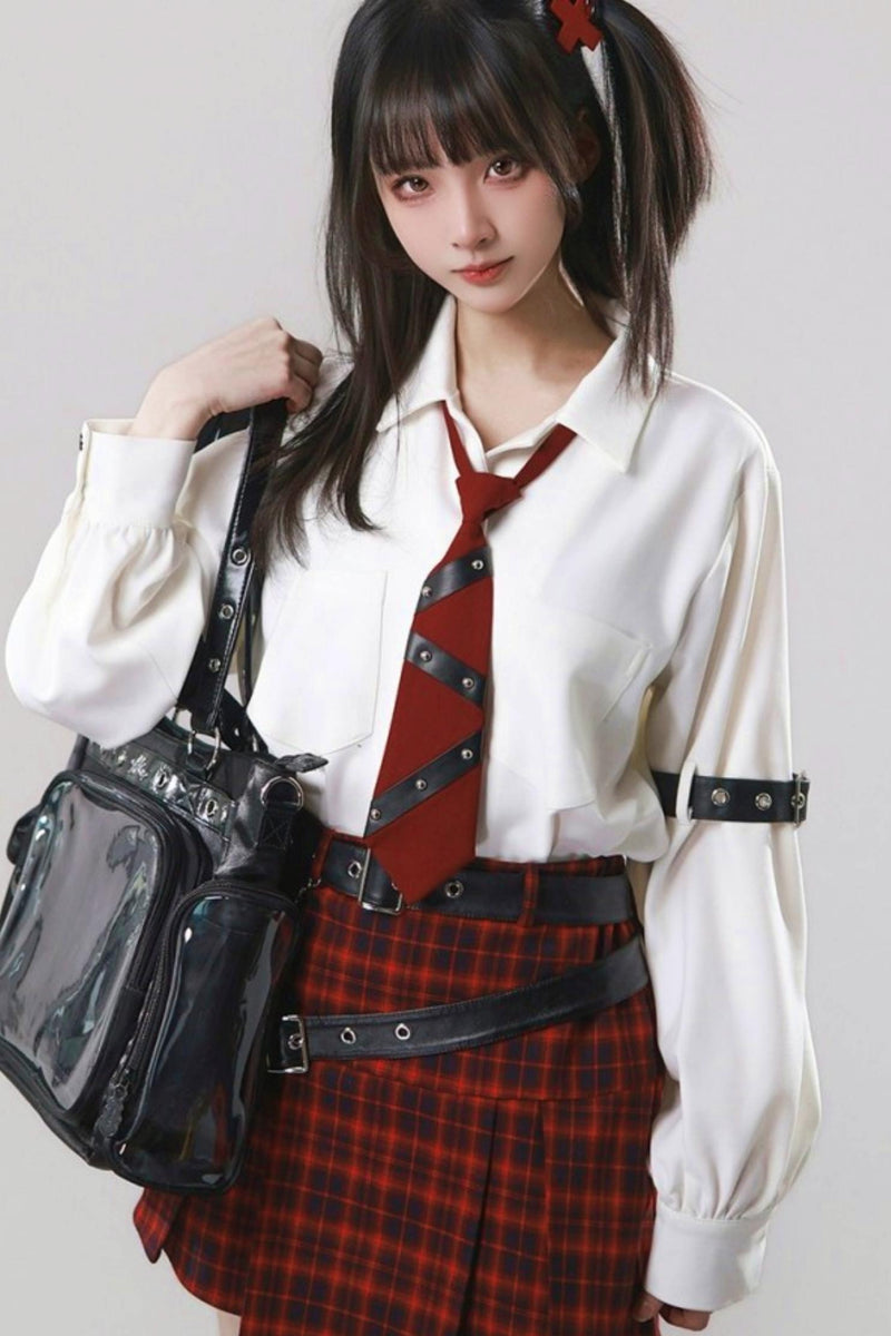 Leather Trim Shirt + Tie