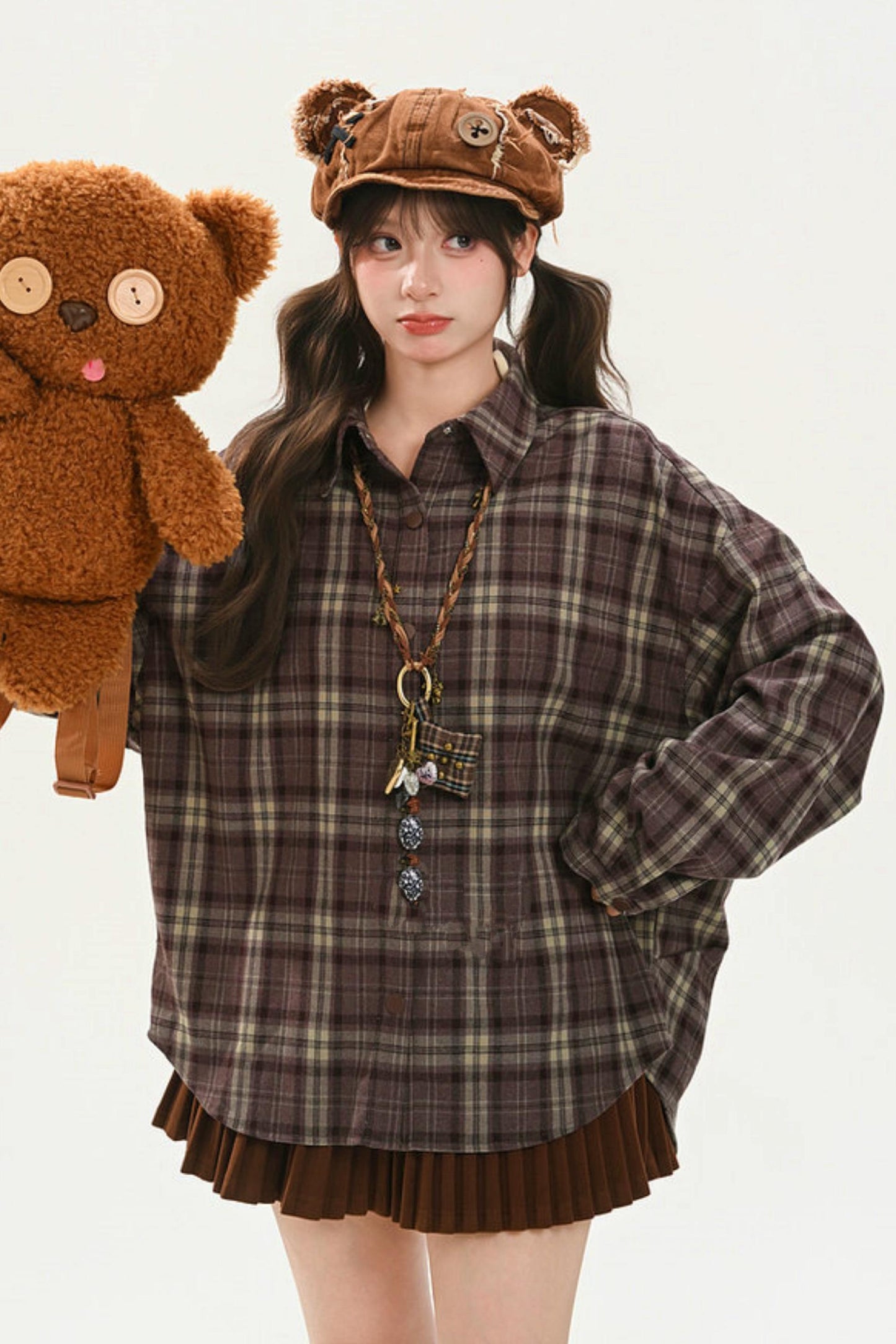 Loose Retro Plaid Shirt