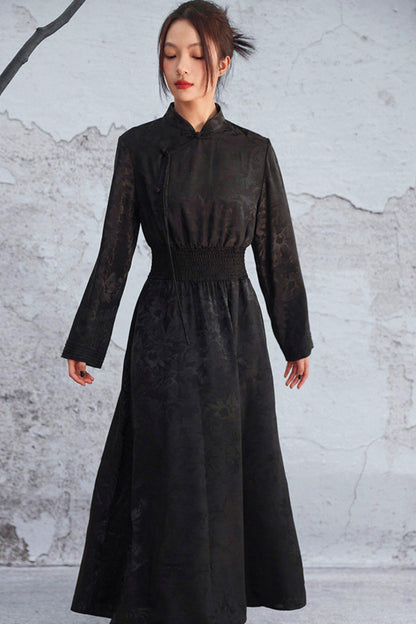 Jacquard Waist Cinched Dress