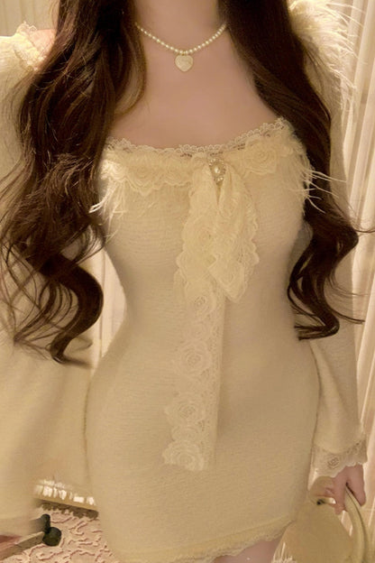 French Sweet Slim Lace Dress
