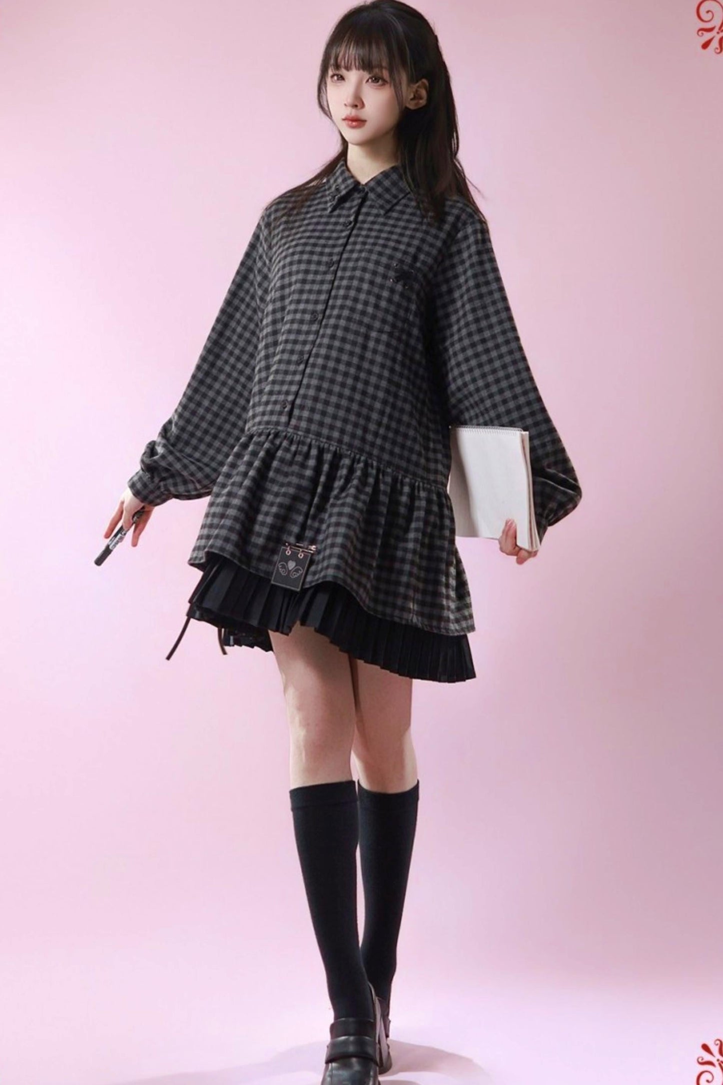 Dark Retro Sweet Plaid Dress