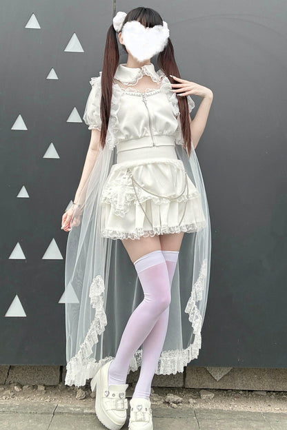 Gothic Dark Kawaii Cross Setup + Lace Vest
