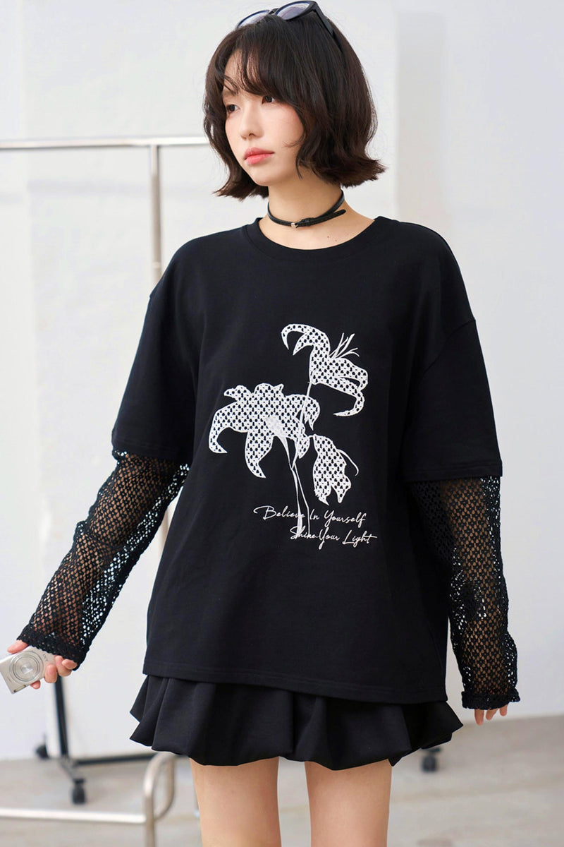 Shadow Weaving Lace Top