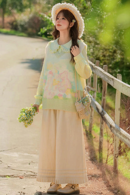 Gradient Bear Knit Vest + Shirt