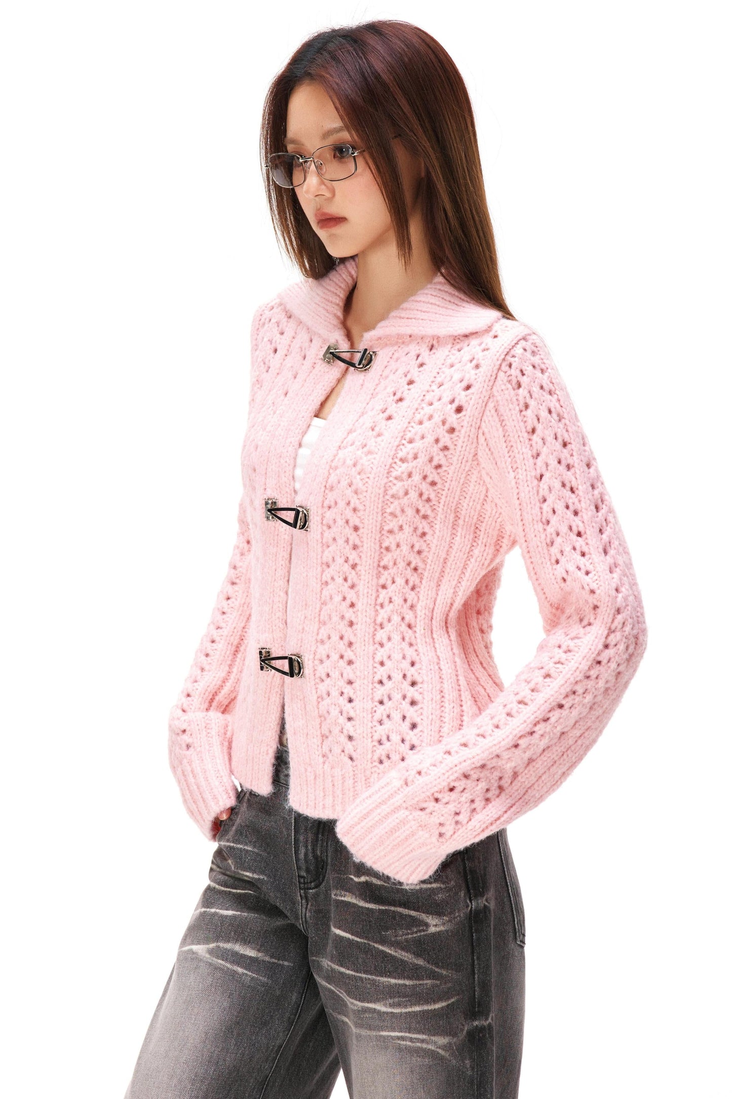 Y2k Hollow Out Knit Cardigan