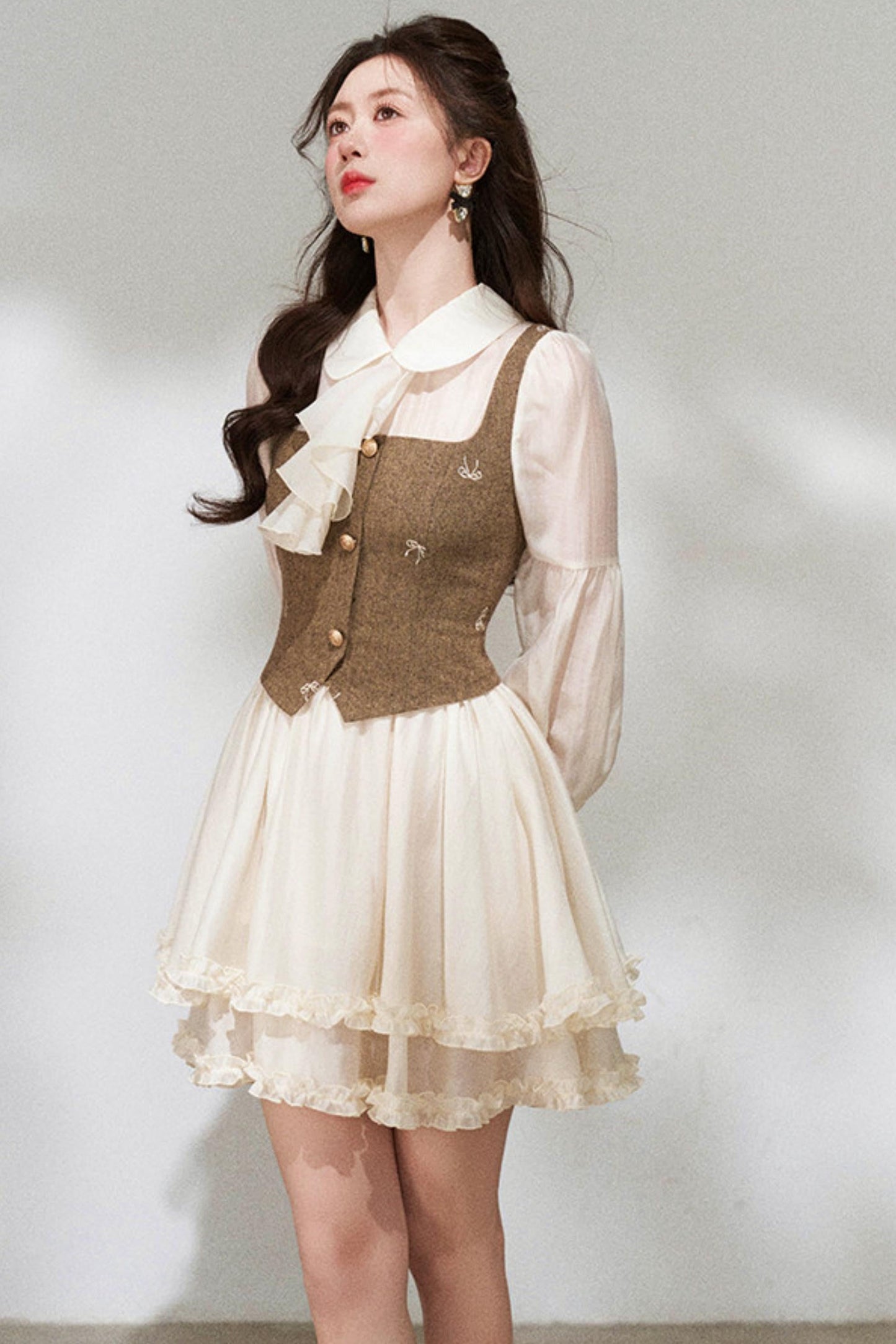 French Niche Faux Two Piece Dress