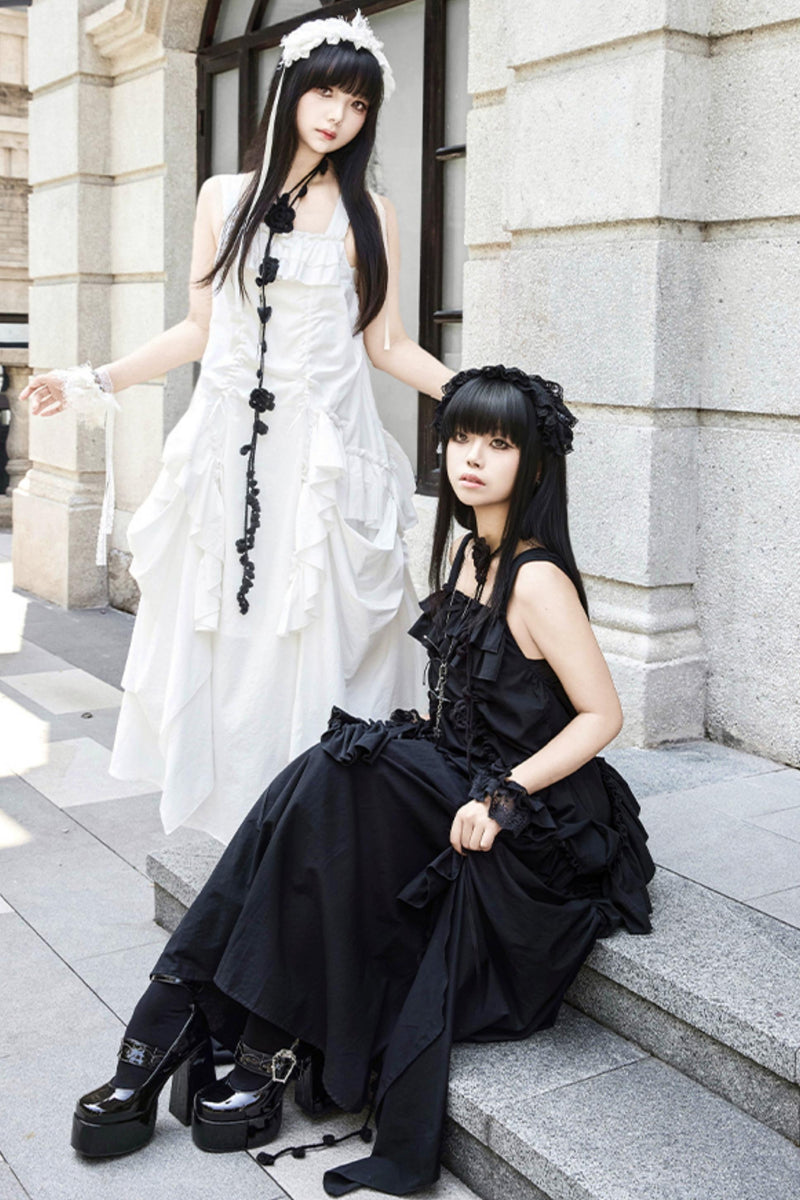 Adjustable Strap Pocket Long Dress
