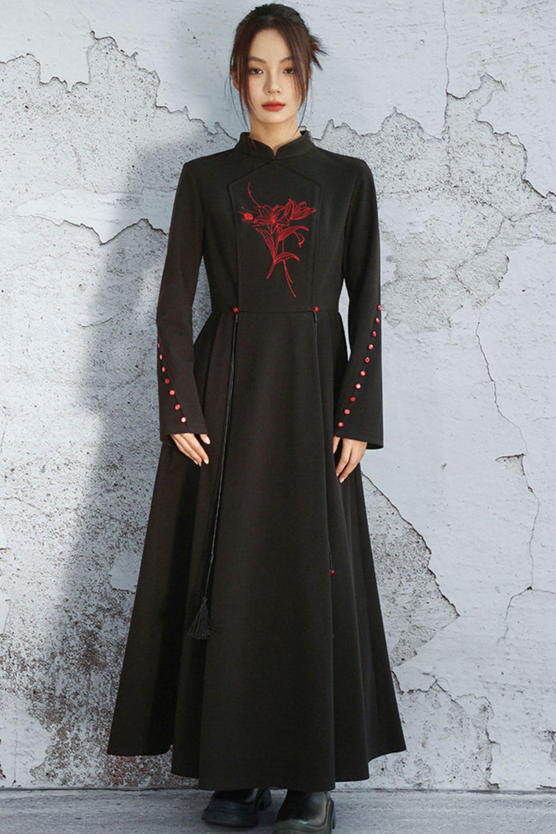 Stand Collar Flare Mode Dress