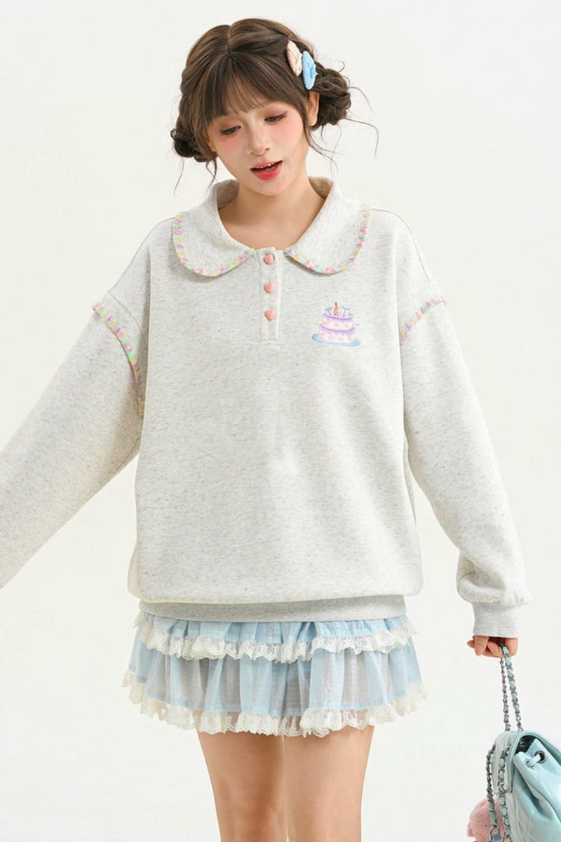 Doll Collar Loose Sweatshirt