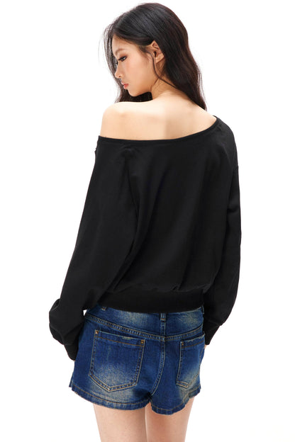 Asymmetrical Off-shoulder Sweatshirt
