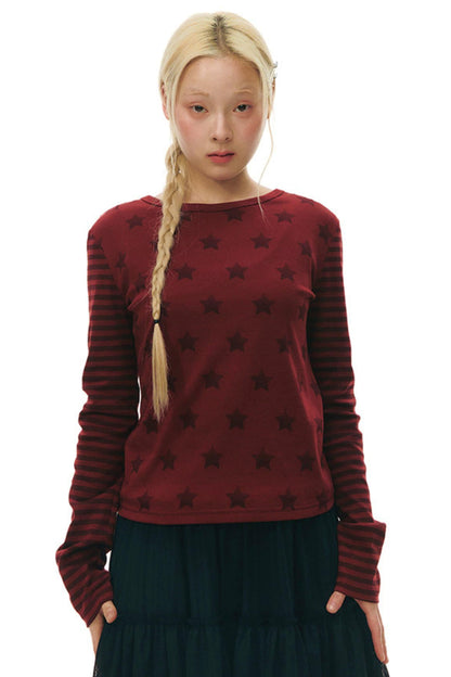 Star Striped Patchwork Top