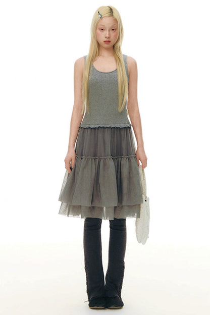 Y2k Tulle Vest Dress