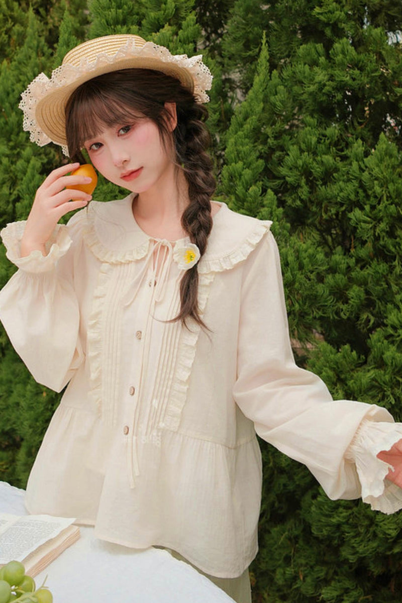 Pure Cotton Doll Collar Blouse