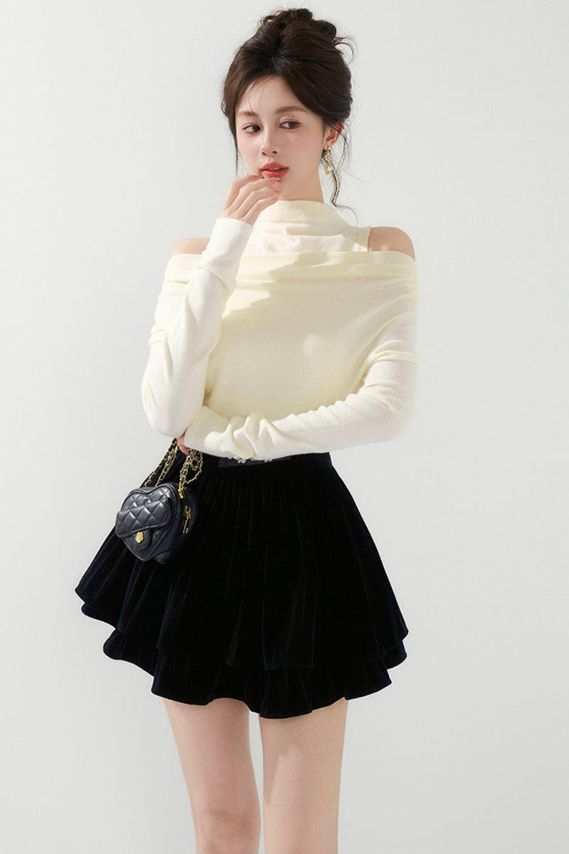 French Knit Off-shoulder Top
