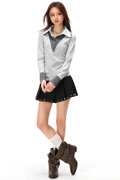 Retro Knit Patchwork Top