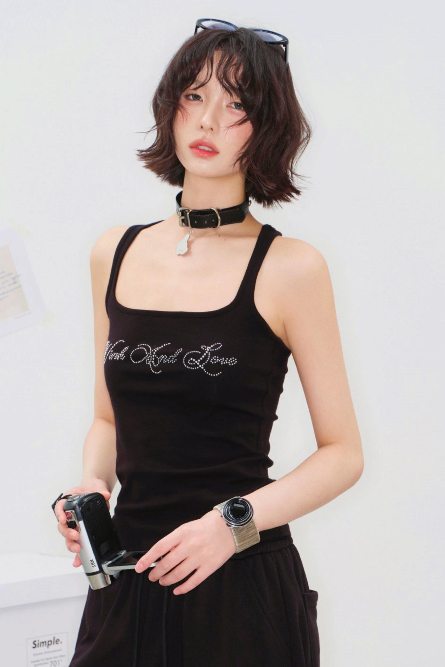 Rhinestone Curved Hem Camisole
