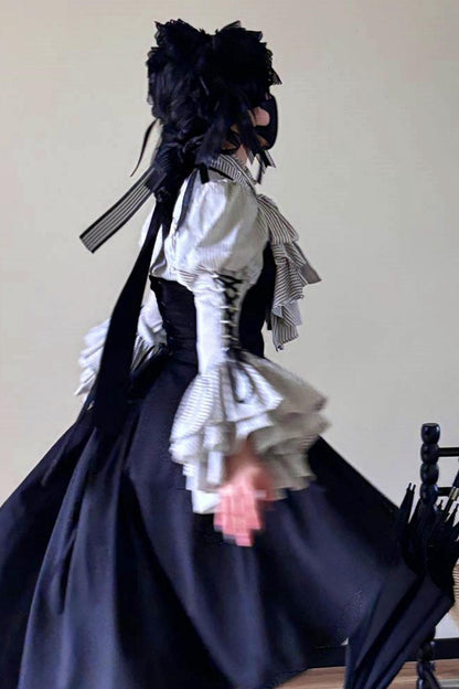 Princess Sleeve Gothic Striped Lolita Blouse